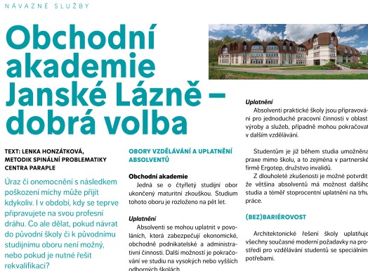 MAGAZÍN PARAPLE: Obchodní akademie Janské Lázně - dobrá volba