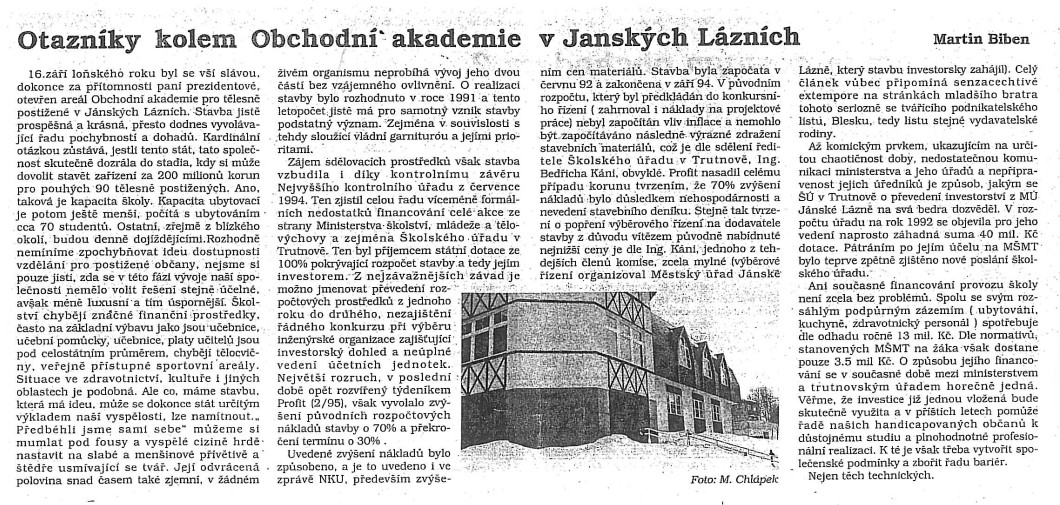 VÝCHODOČESKÝ MAGAZÍN: Otazníky kolem Obchodní akademie v Janských Lázních