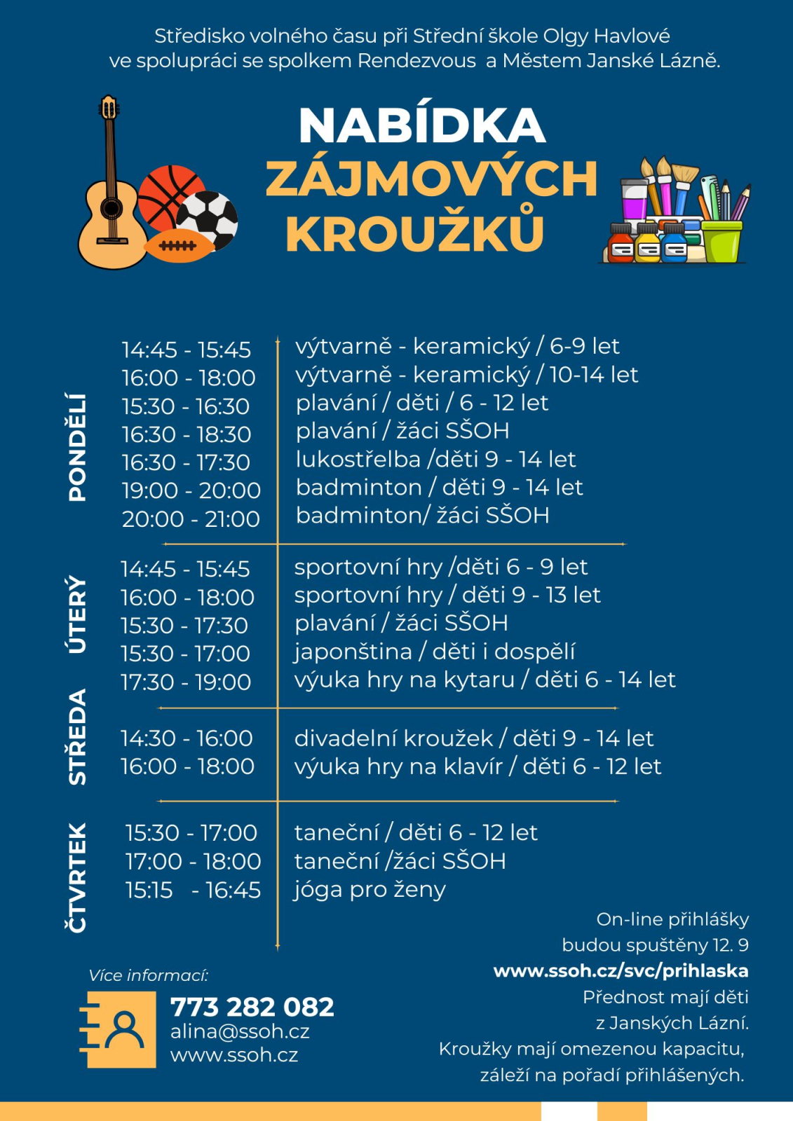 Nabídka zájmových kroužků SVČ