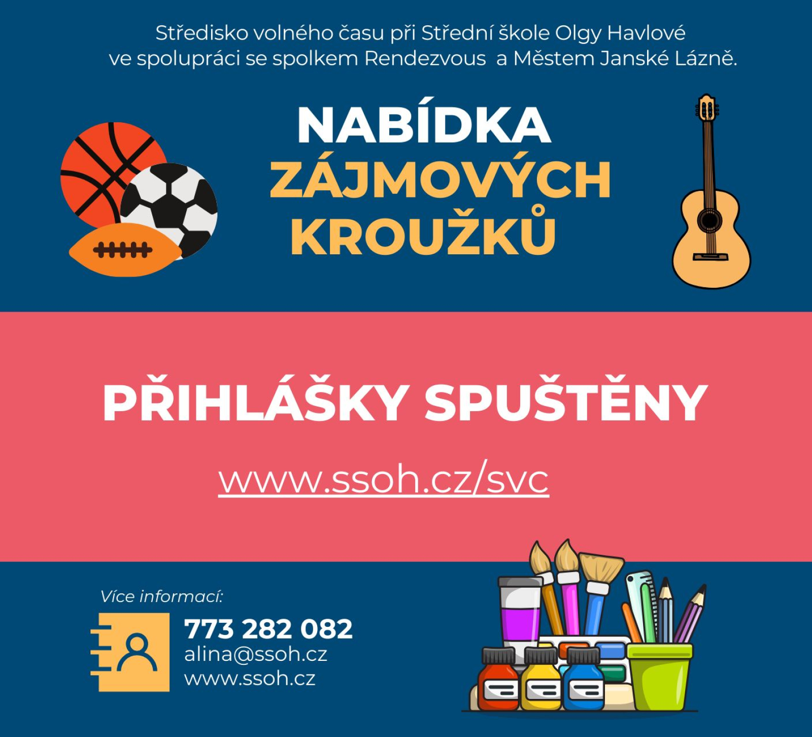 Registrace na kroužky SVČ spuštěny!